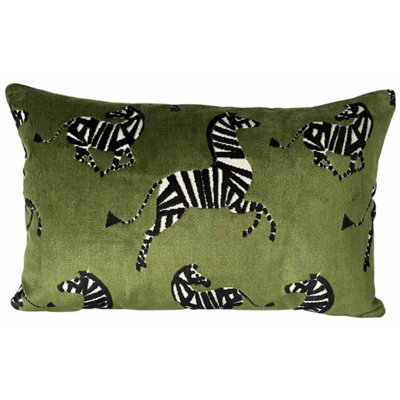 Sage Velvet Zebra Pillow Cover & Insert