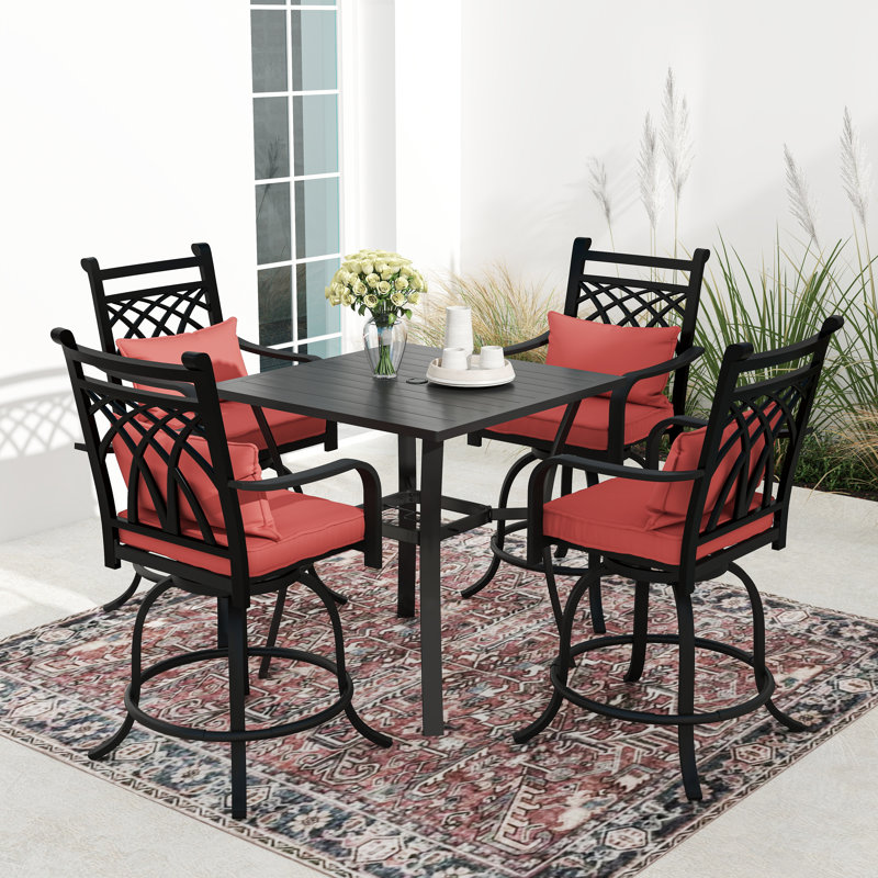 Lark Manor Square 4 - Person Outdoor Bar Height Dining Set with 29"W ...