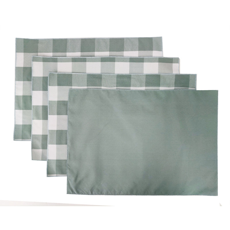 Kellman Polyester Checkered Rectangle Placemat, Sage/White