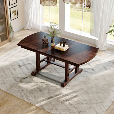 60"-78" Extendable Dining Table, Farmhouse Wooden Kitchen Table With Removable Leaf, Large Expanding Table For 4-8