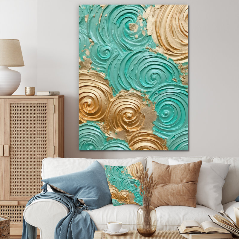 «Teal Gold», reproduction sur toile, 20" H x 12" W, Toile tendue