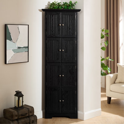 4-Tier Corner Kitchen Pantry Storage Cabinet With 8 Doors Tall Storage Cabinet, Corner Cabinet And Shelves, Home Farmhouse Bookshelf Cabinet For Bathr by Winston Porter