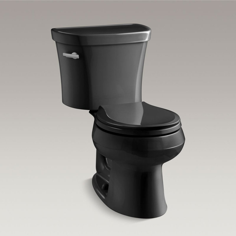 Wellworth 1.28 GPF Water Efficient Round Two-Piece Toilet (Seat Not Included), Black Black