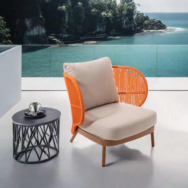 Fauteuil d'extérieur imperméable et imperméable, Beige, Orange