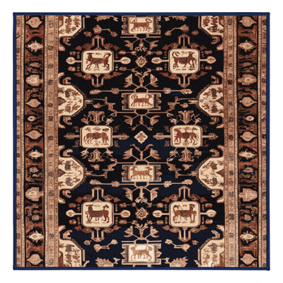 Machine Washable Persian Black Area Rug