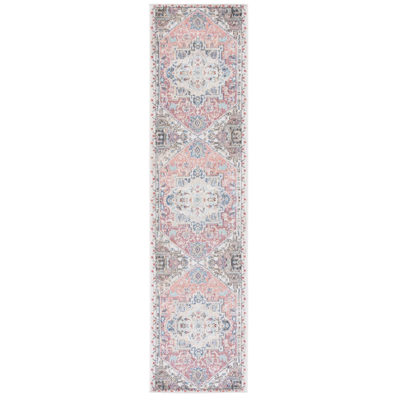 Tapis rouge / ivoire Southwestern, Tapis de couloir 2 pi 2 po x 9 pi