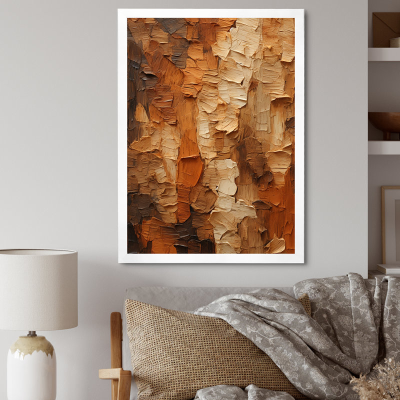 «Brown Tree Bark Essence 2», reproduction sur toile encadrée, H 32 po x l 16 po x P 1 po, Cadre simple blanc