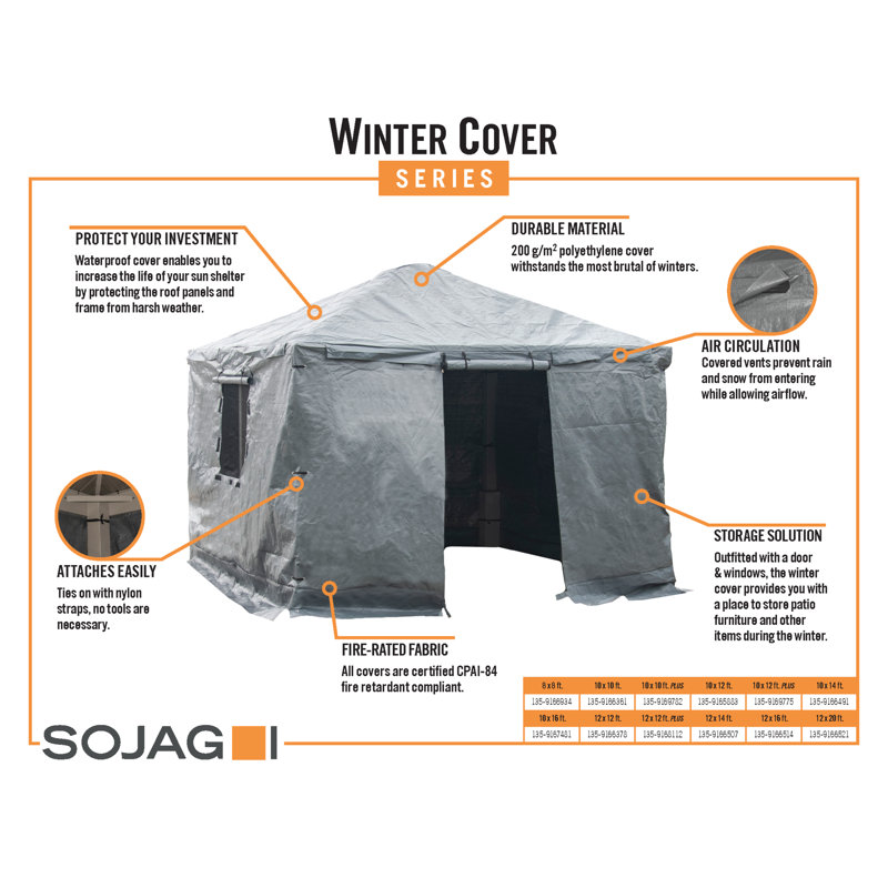 Housse d'hiver pour abris de jardin et accessoires de pavillon de jardin Sojag, H 82,7 po x l 119,3 po x P 119,3 po