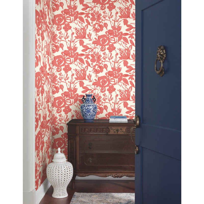 Floral Wallpaper, Coral