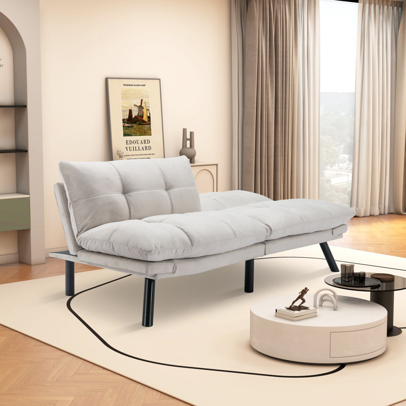 Cezmi 70.86'' Upholstered Convertible Sofa, Cream 100% Polyester