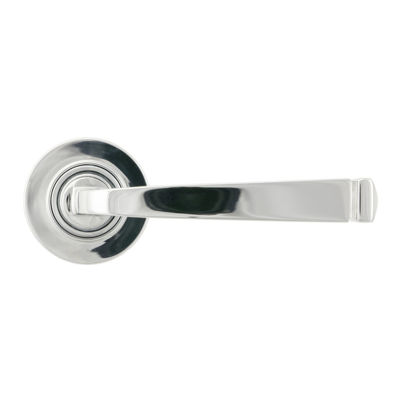 Avon Round Lever on Rose Set (Plain) - Unsprung, Polished Chrome