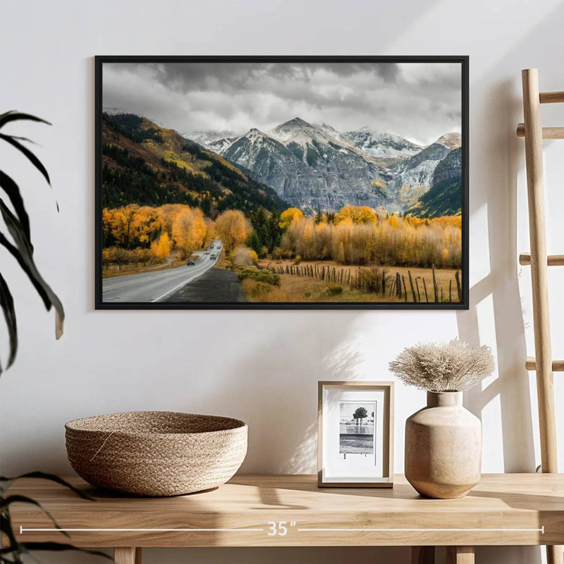 Autumn Drive To Telluride, 25" X 17", Floating Frame Black