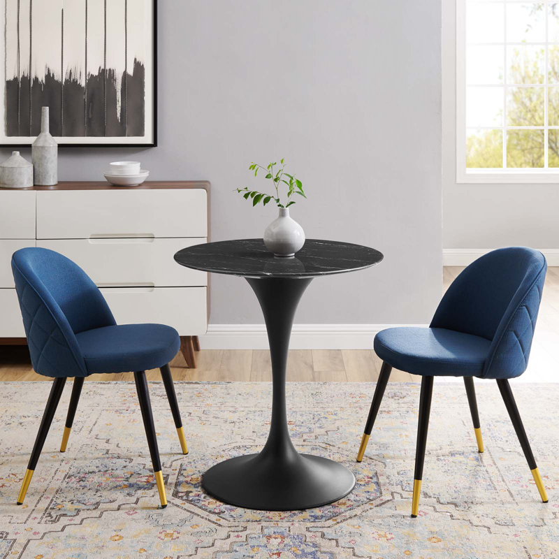 Lippa Round Artificial Marble Dining Tabl, Standard (29.5" Height), 27.5" W x 27.5" L