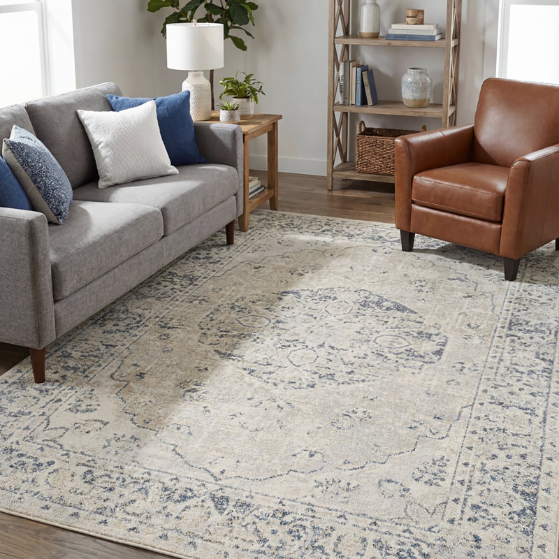 Machine Washable Runner Brown/Blue_LLL2310, Rectangle 200 x 275cm