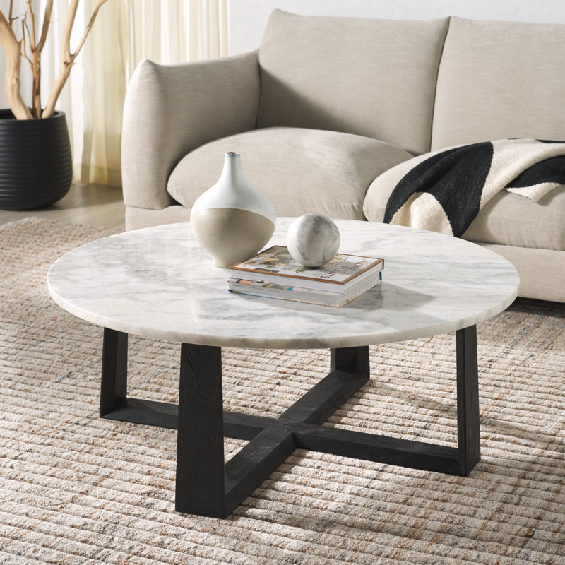 Baudelaire Marble Top Coffee Table, Black, White Gray Marble