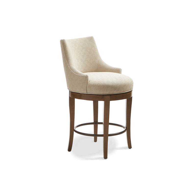 Corbin Swivel Upholstered Stool with Solid Wood Frame, Piatelli Harbour
