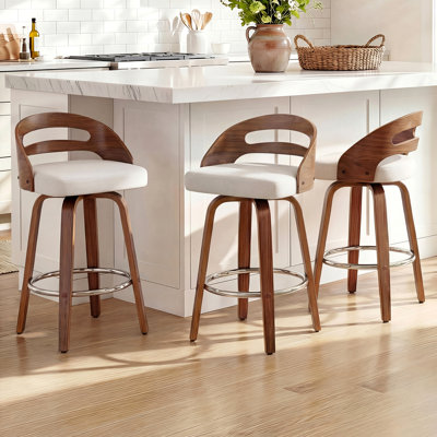 Modern Upholstered Swivel Counter Stools (Set of 3)