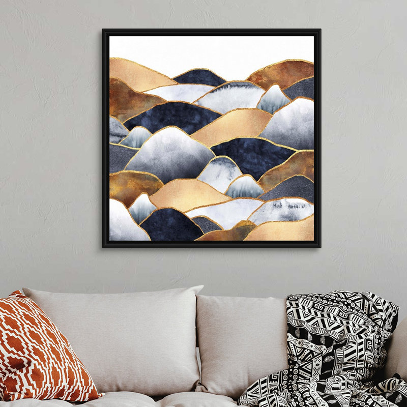 Hills - Painting on Canvas, 37.7" H x 37.7" W x 1.75" D, Black Framed