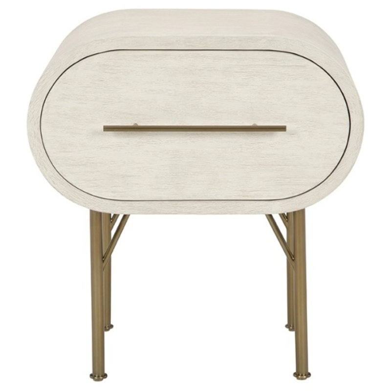 Mullinex 1 - Drawer Nightstand, White Rustic Pine/Brass