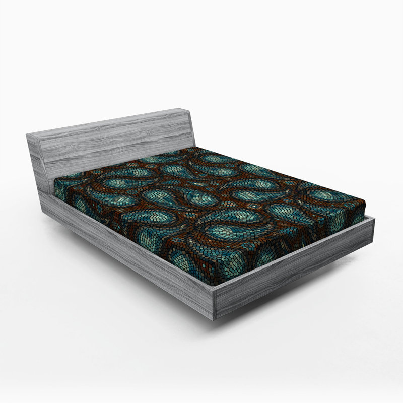 Microfiber Paisley Fitted Sheet, Queen Fitted Sheet, Brown Paisley