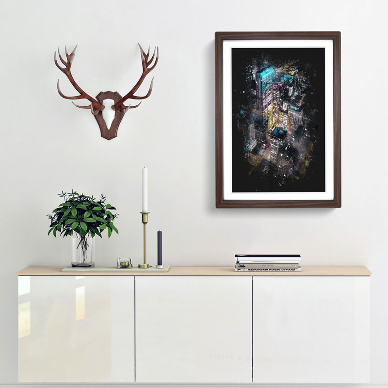Lights of Chicago City - Picture Frame Graphic Art Print, 87cm H x 62cm W x 2cm D, Walnut Framed