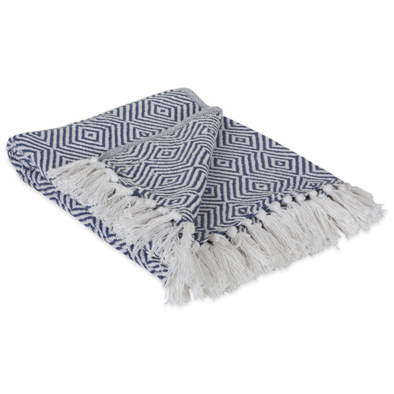  Jeté en coton X-Diamond, Bleu français