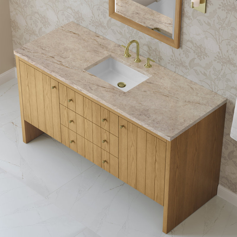 Hudson 60'' W Single Vanity, Light Natural Oak, Tajnar Eclos, 8" Widespread