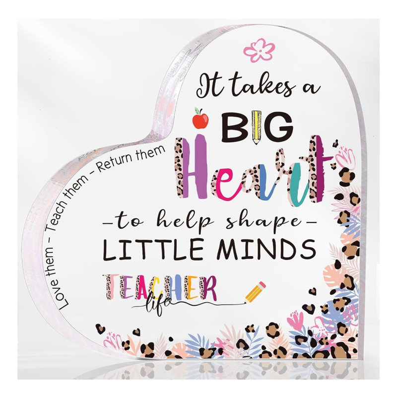 Presse-papiers en cristal Big Heart Teacher