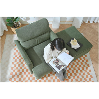 Oversized Chair w/Storage Ottoman, Wide Accent Armchair Chair for Living Room, Modern Lounge Chair, Upholstered Mid-Century Reading Chair, Comfy Livin