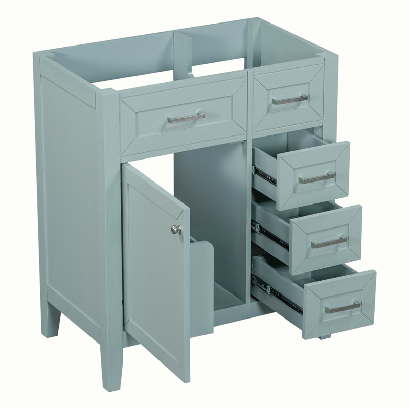 Meuble-lavabo de salle de bain sans lavabo, avec tiroirs, cadre solide et panneau de fibres à densité moyenne, Argent argent
