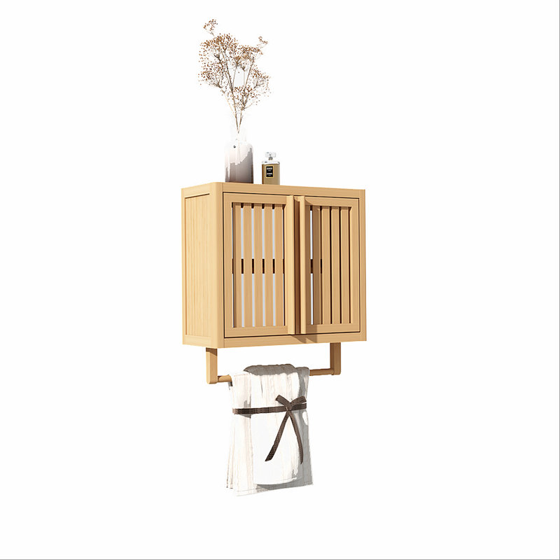 Boîte de rangement de toilette murale en bambou pour salle de bain