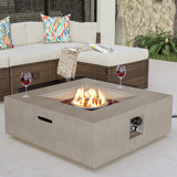 Kinzie Square Concrete Propane Smokeless Fire Pit Table with Lid