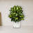 Dieffenbachia Artificial Plant in White Metal Planter