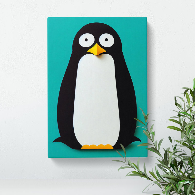XV1022-4869X Unique Penguin Art No.1 Abstract - Print, Wrapped Canvas, 60cm H x 40cm W, No Matte