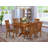 7 Piece Dining Set Consist of an Oval Dining Room Table with Butterfly Leaf and 6 Linen Fabric Kitchen Chairs, Saddle Brown-1429763462