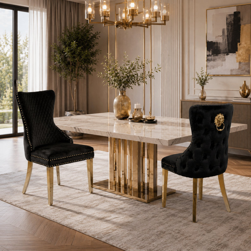 Upholstered Full Back Dining Chair, Black