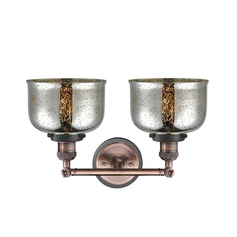 Éclairage de meuble-lavabo en cuivre antique 2 lumières Anglo, Argent mercuré plaqué