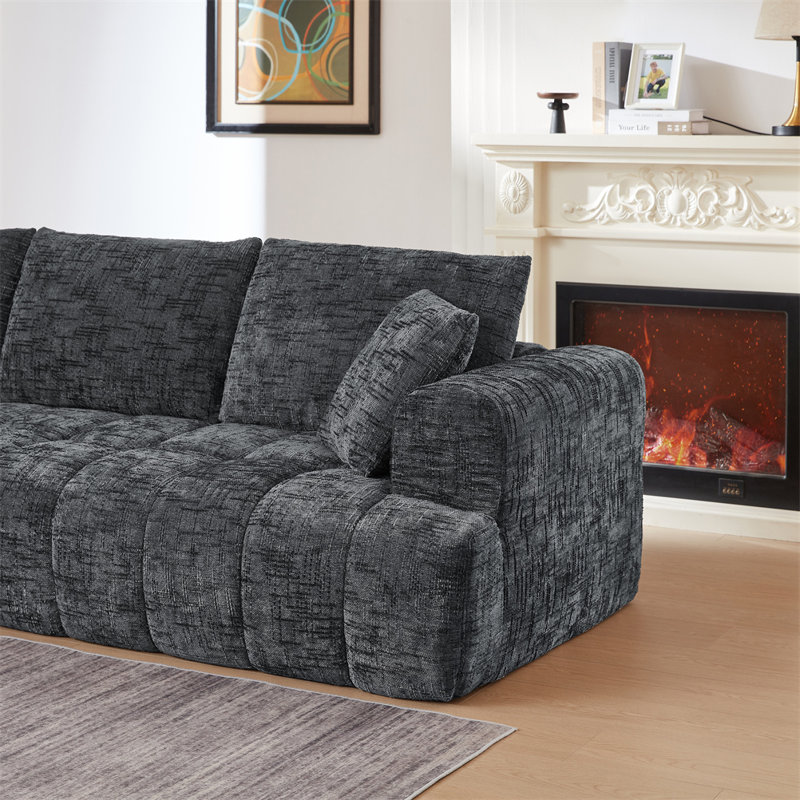 Canapé modulaire en L 108,3 po, Chenille grise foncée