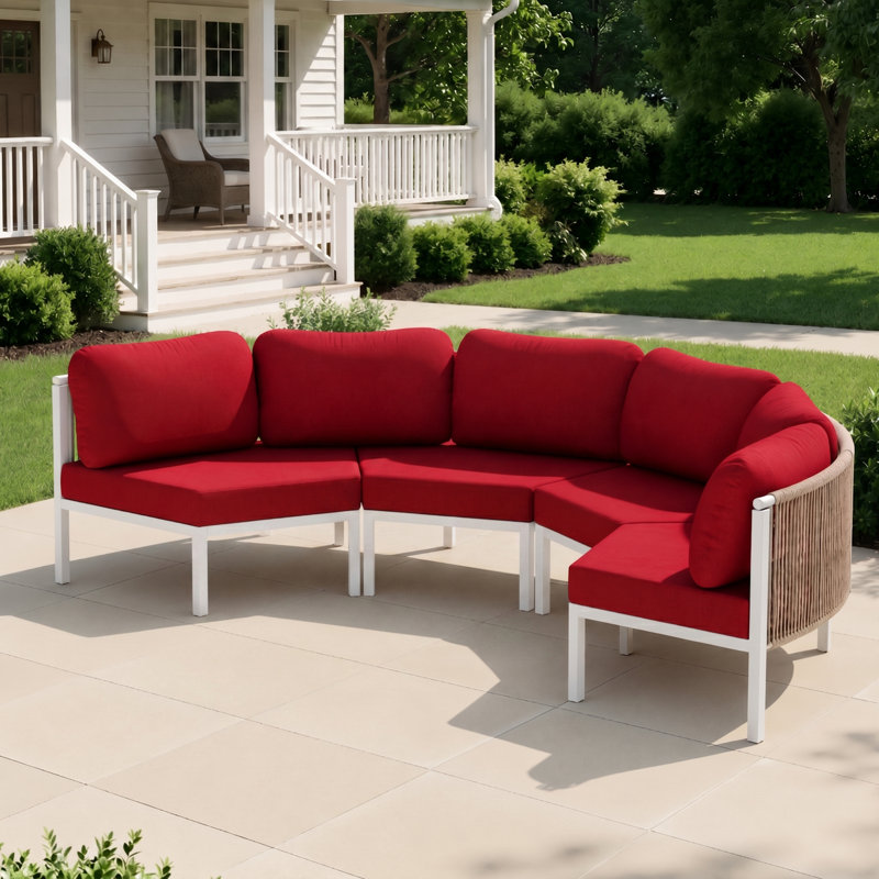  Ensemble de canapé modulaire d'extérieur en aluminium pour 4 personnes , 4 Person, Red