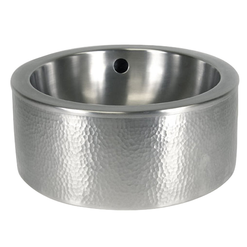 Barclay Colbran 15'' Metal Circular Bathroom Sink with Overflow, Hammered Pewter