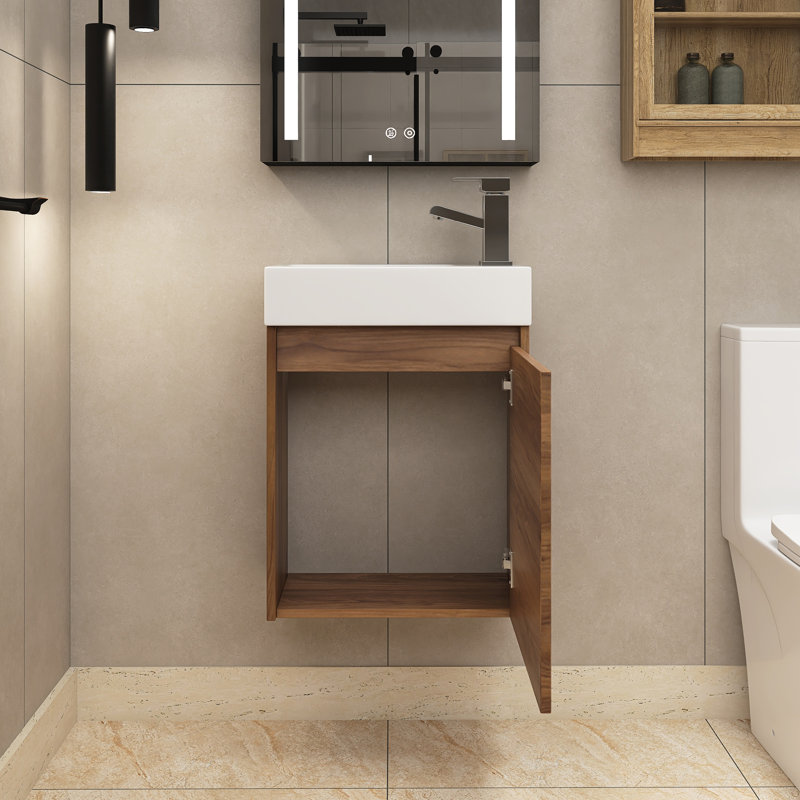 Meuble-lavabo simple 18 po avec plateau en céramique Earlesha