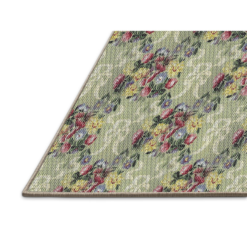 Tapis vert / rouge Power Loom, Rectangle 6 pi x 9 pi