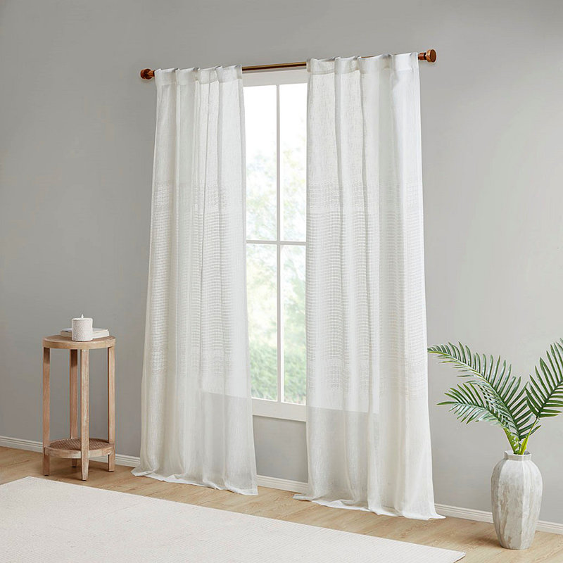 Paire de rideaux transparents avec teinture en fil, 2 panneaux de fenêtre, rideaux occultants, rideaux de salon, rideaux en lin, rideaux de fenêtre