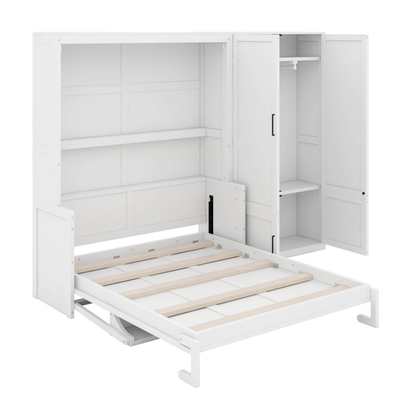 Queen Murphy Bed With Closet, White
