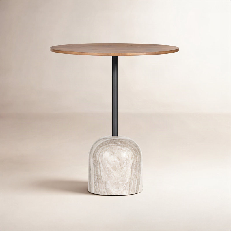 Fay Round Oak Pedestal Dining Table, 42" H x 32" W x 32" D