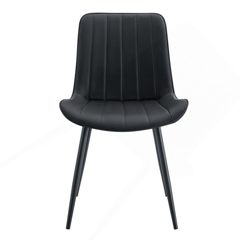 Ensemble de chaises de salle à manger allongées en polyuréthane noir à assise allongée - quatre pièces, conception ergonomique.