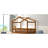 Full Size Teens Wood Bed Frame, Walnut, With Fence, Strong Pinewood Construction, Peaceful Resting House Frame For And Teens, Robust Pine Play Sleep Zone-8700405