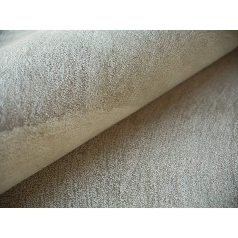 Mitomo Handmade Wool/Bamboo Silk Area Rug, Ivory Charcoal, Rectangle 8' x 10'