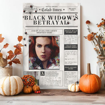 1pc Framed Kingery Painting Black Widow, Avengers, Comic Collage Art Style Decor Print Vintage Wall Poster Home Decor Perfect Gift for Modern Artwork For Bedroom Living Room
