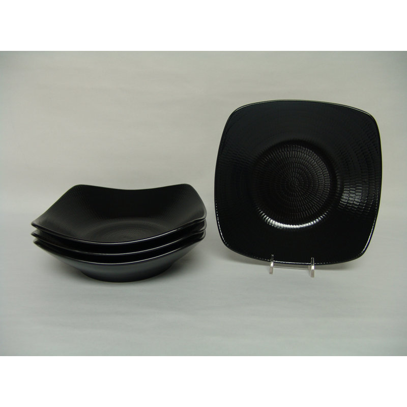 Red Vanilla Rice Square Salad Bowl, Black